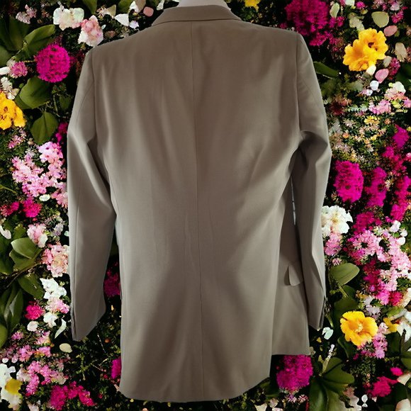 Emenegildo Zegna Men's 36L Solid Beige Blazer Sport Coat & Tie 10782 - Picture 4 of 9